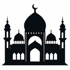 Islamic mosque silhouette on white background
