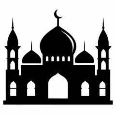 Islamic mosque silhouette on white background
