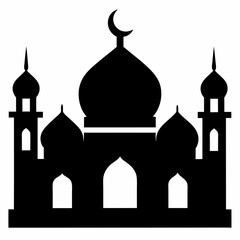 Islamic mosque silhouette on white background
