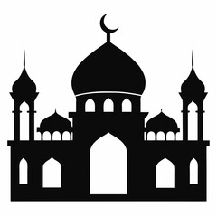 Islamic mosque silhouette on white background
