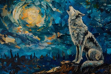 Fototapeta premium Wolf Howling at the Moon.
