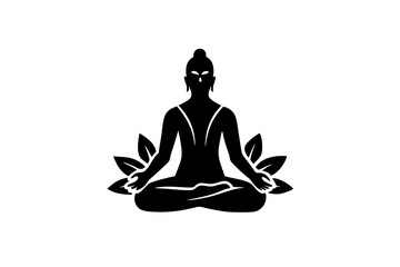 Meditation Practices vector silhouette on white background