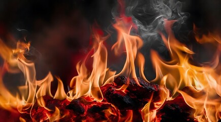 Fototapeta premium Dramatic High Contrast Cinematic Picture Of A Mesmerizing Fire Flames Fire Texture