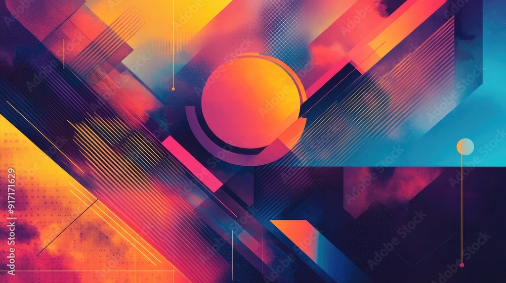 Poster contemporary abstract background with intersecting geometric shapes and lines