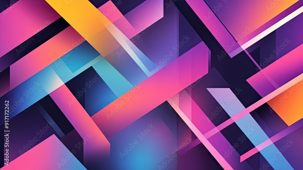 Poster dynamic geometric background with intersecting lines and contrasting shapes