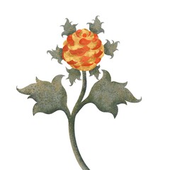 yellow orange watercolor stylized flower.antique design element, medieval floral ornament, vintage pattern, clip art isolated on white background.
Postcard or poster made from folk art elements.