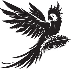 Beautiful parrot bird Silhouette isolated on white background Minimalist parrot vector shape