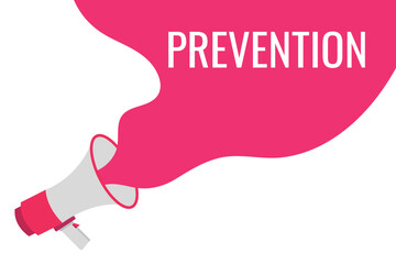 prevention button, banner, label, template for website. prevention text with colorful megaphone icon

