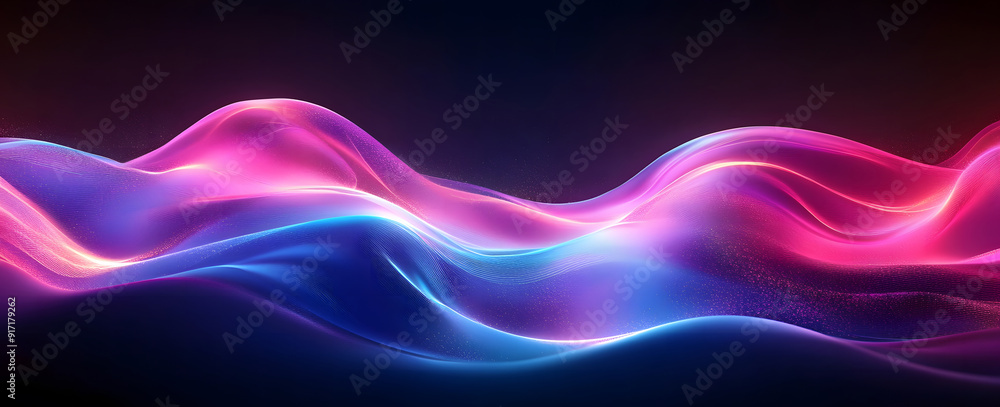 Poster dark abstract background with glowing abstract waves, sound wave design
