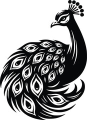 peacock silhouette floral design template 