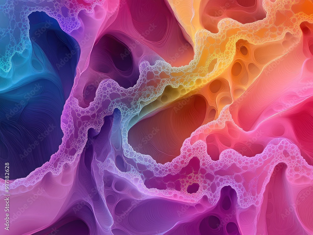Poster vibrant abstract fractal patterns, complex and colorful design