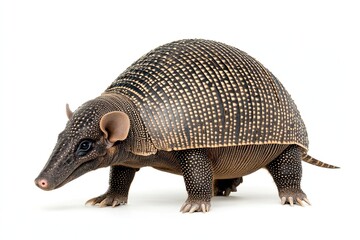 Obraz premium Armadillo rolling and walking isolated on a white background