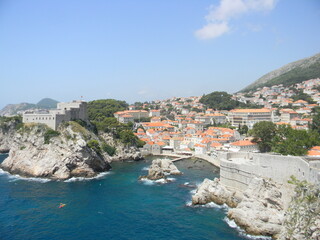 Obraz premium View from the city wall to the Old town Dubrovnik's pier 