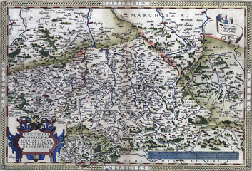 Antique map of saxony, meissen and thuringia showing towns, rivers and forests