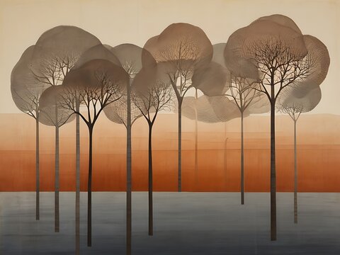 Serene Grove: Simplified Trees with Soft Colors