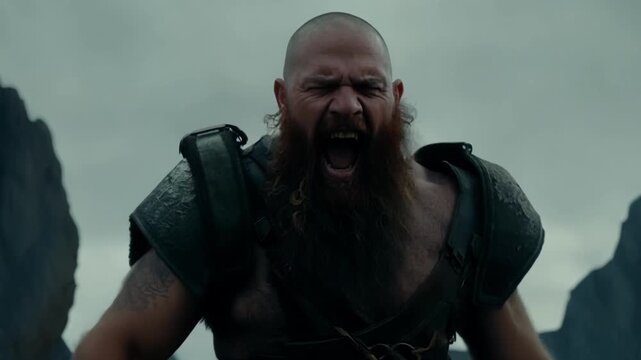 The ferocious roar of a dwarf echoing through the mountains as he charges into battle.