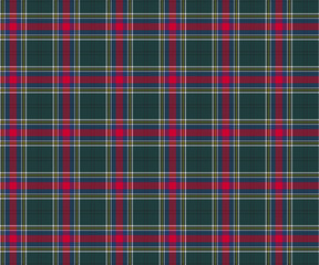 Plaid pattern, green, red, blue, white, yellow, seamless for textiles and design clothing, skirts, pants, aprons, tablecloths, blankets or decorative fabrics. Vector illustration.