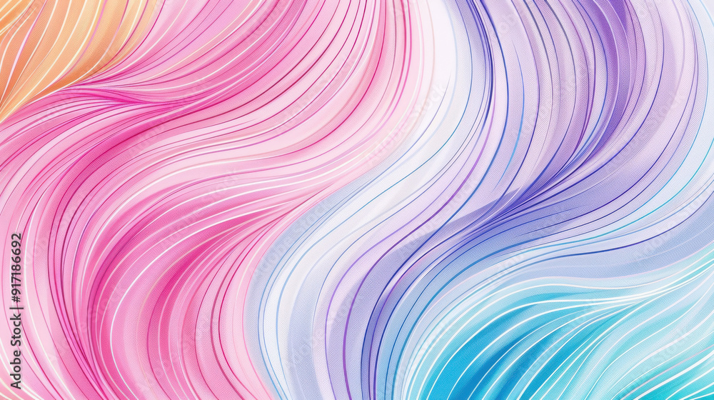 Poster abstract wave pattern in soft pastel colors, creating a soothing and vibrant atmosphere for creative