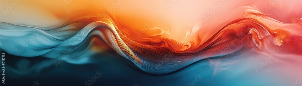 Poster fluid abstract waves with gradient hues, dynamic and modern