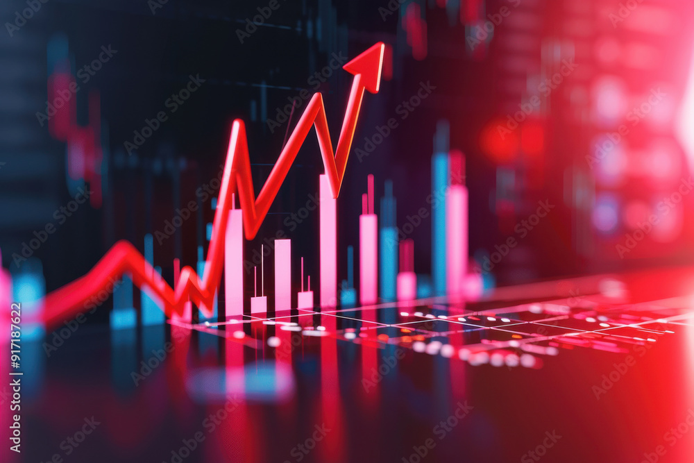 Aufkleber dynamic financial chart showing upward trend with colorful graphs and data, symbolizing growth and i