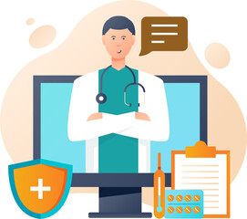 doctor concept online with transparent background