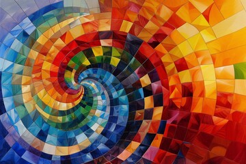 Obraz premium Multicolored composition consisting of squares and forming a spiral. Placed on the entire image.