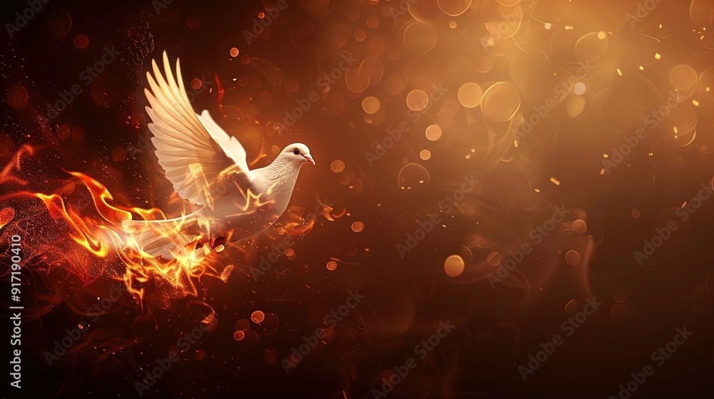 Poster Holy Spirit Dove in Flames