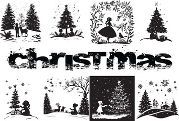 Obraz premium Christmas silhouettes