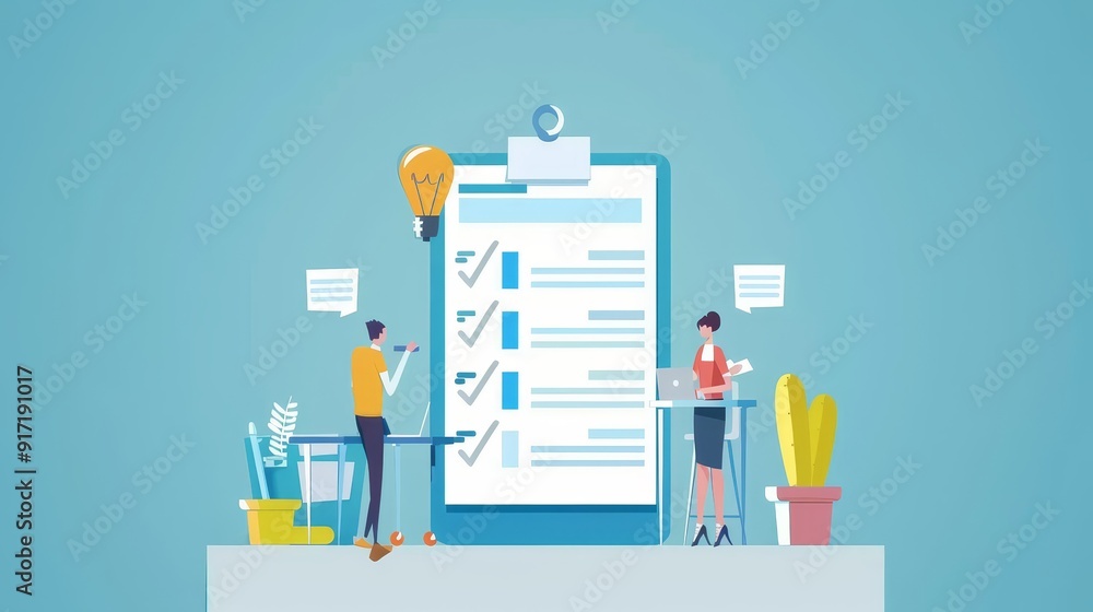 Poster performance review schedule flat design side view assessment strategy theme animation complementary 