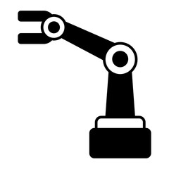 robotic arm icon. black fill icon