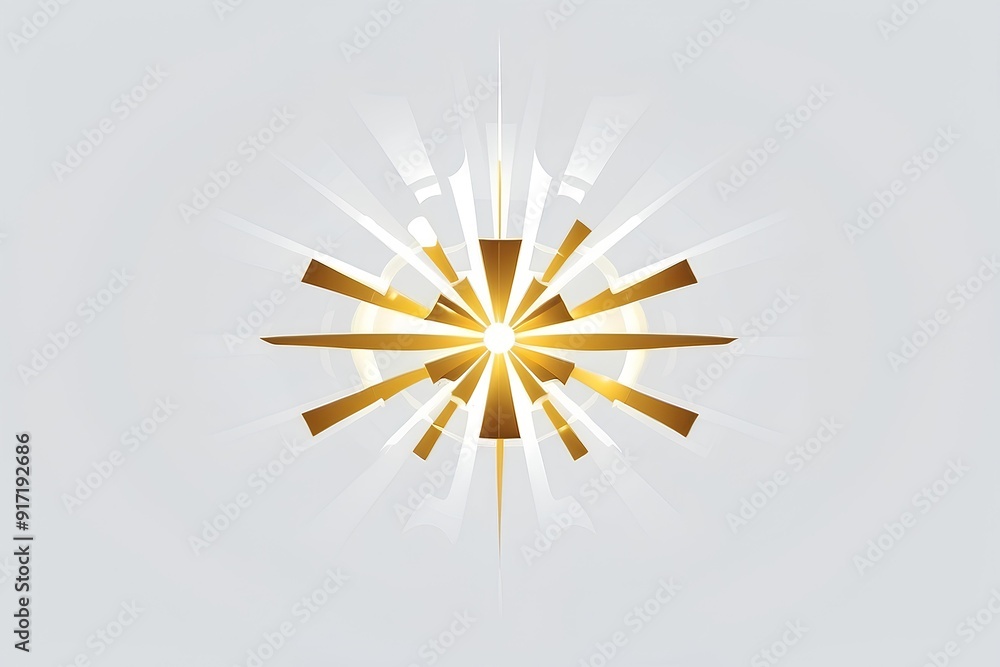 Aufkleber modern abstract starburst featuring symmetrical golden rays extending from the center, forming a dynamic visual pattern symbolizing energy and brightness