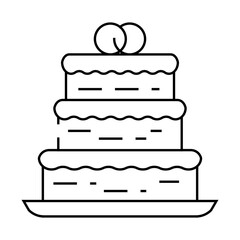 cake wedding dessert line icon vector. cake wedding dessert sign. isolated contour symbol black illustration