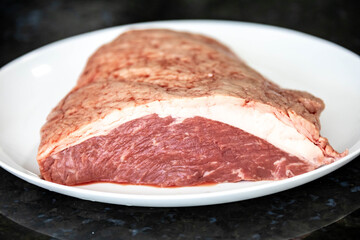 Raw picanha beef special for barbecue and roasts
