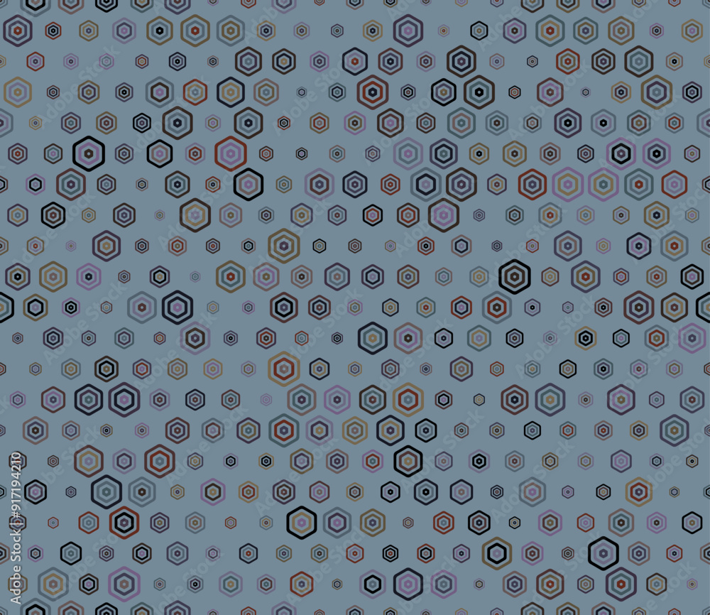 Poster seamless geometric pattern featuring multicolored geometric elements of varied sizes. bold rounded s