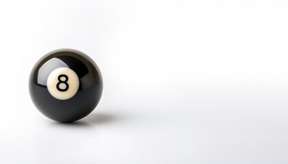 number 8 eight ball, the black ball, used in pool billiard games and is the last one to be sunk to win the game. Also associated with luck, chance or bad luck. isolated on white background