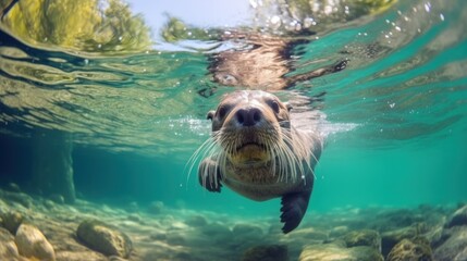 Sea Otter Underwater Portrait