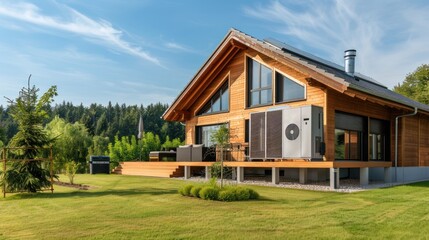 Modern home equipped with energy-efficient HVAC system
