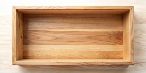 Top view of an empty open wooden box , storage, container, wooden, box, open, empty, top view, rustic, vintage, blank, space