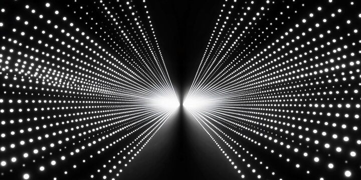 black and white background with light dots and dynamic lines, perfect for technology-themed digital art and modern design projects.