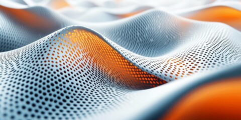 Abstract image of wavy textures in orange and white tones, ideal for modern design projects and high-end backgrounds.