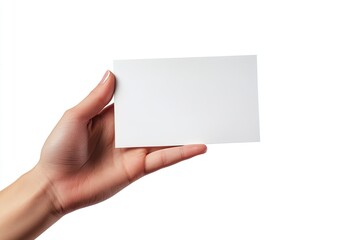 Fototapeta premium Blank flyer holding hand isolated on white background