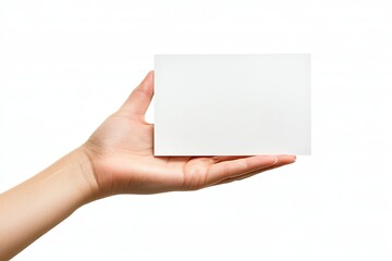 Obraz premium Blank pamphlet holding hand isolated on white background 