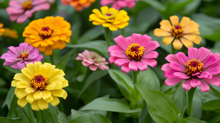 How about A vibrant garden scene with a colorful bouquet of flowers in bloom?