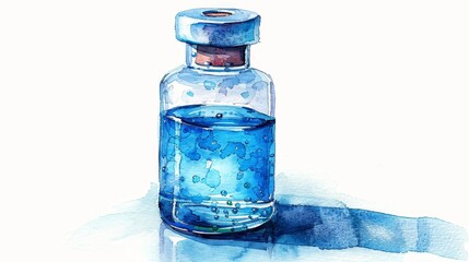 Obraz premium Detailed Watercolor Medical Vial Clipart for Medication and Vaccination Themes
