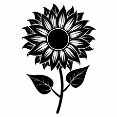 Fototapeta premium Sunflower Black silhouette