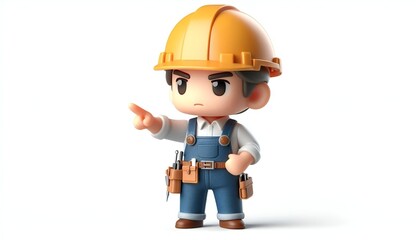 Artistic Mini Engineer on White Background: Perfect for Engineering Flyers and Brochures