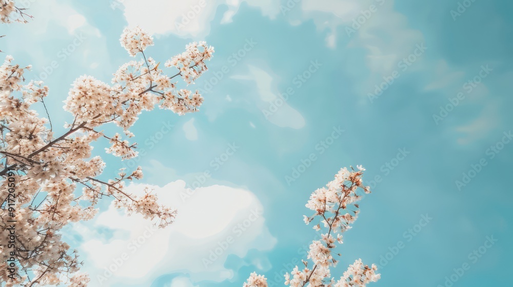 Canvas Prints Cherry Blossoms Against a Blue Sky