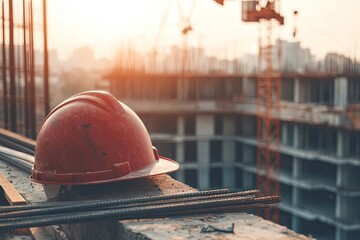 Safety Hat placed on a construction site