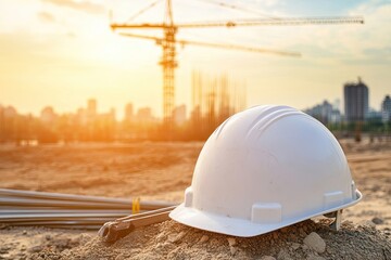 Safety Hat placed on a construction site