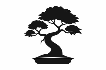 Vector design of a bonsai logo on a white background